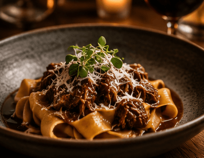 A handmade pasta dish with fresh herbs.